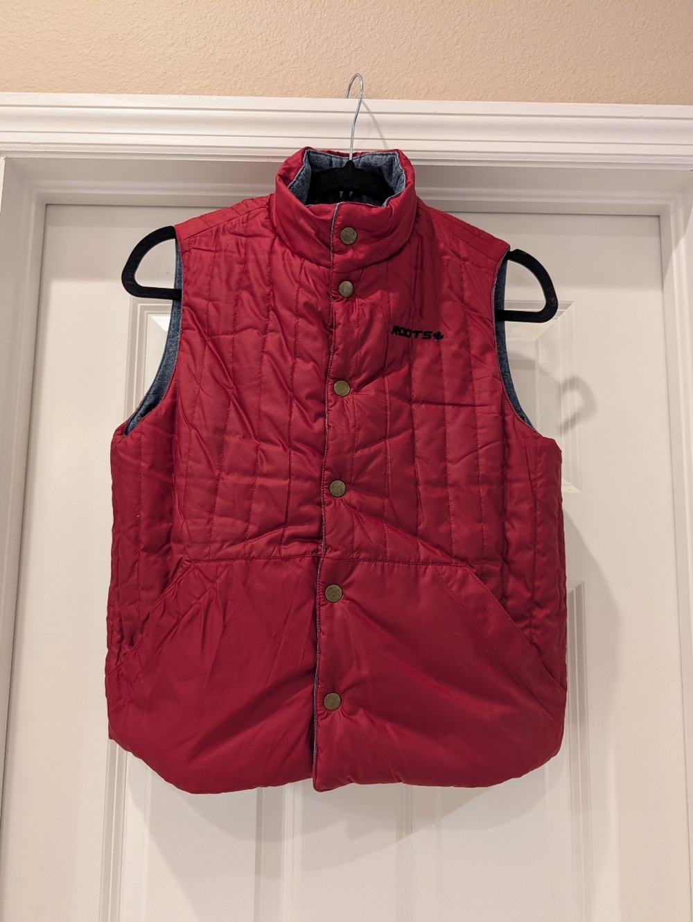 Roots Reverseable Denim Snap Vest Size Large - Picture 4 of 8